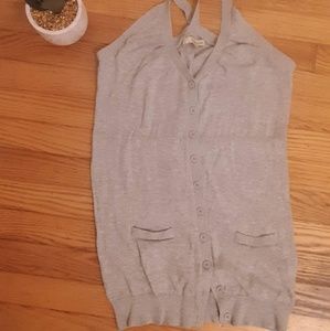 Gray button up tank top sweater